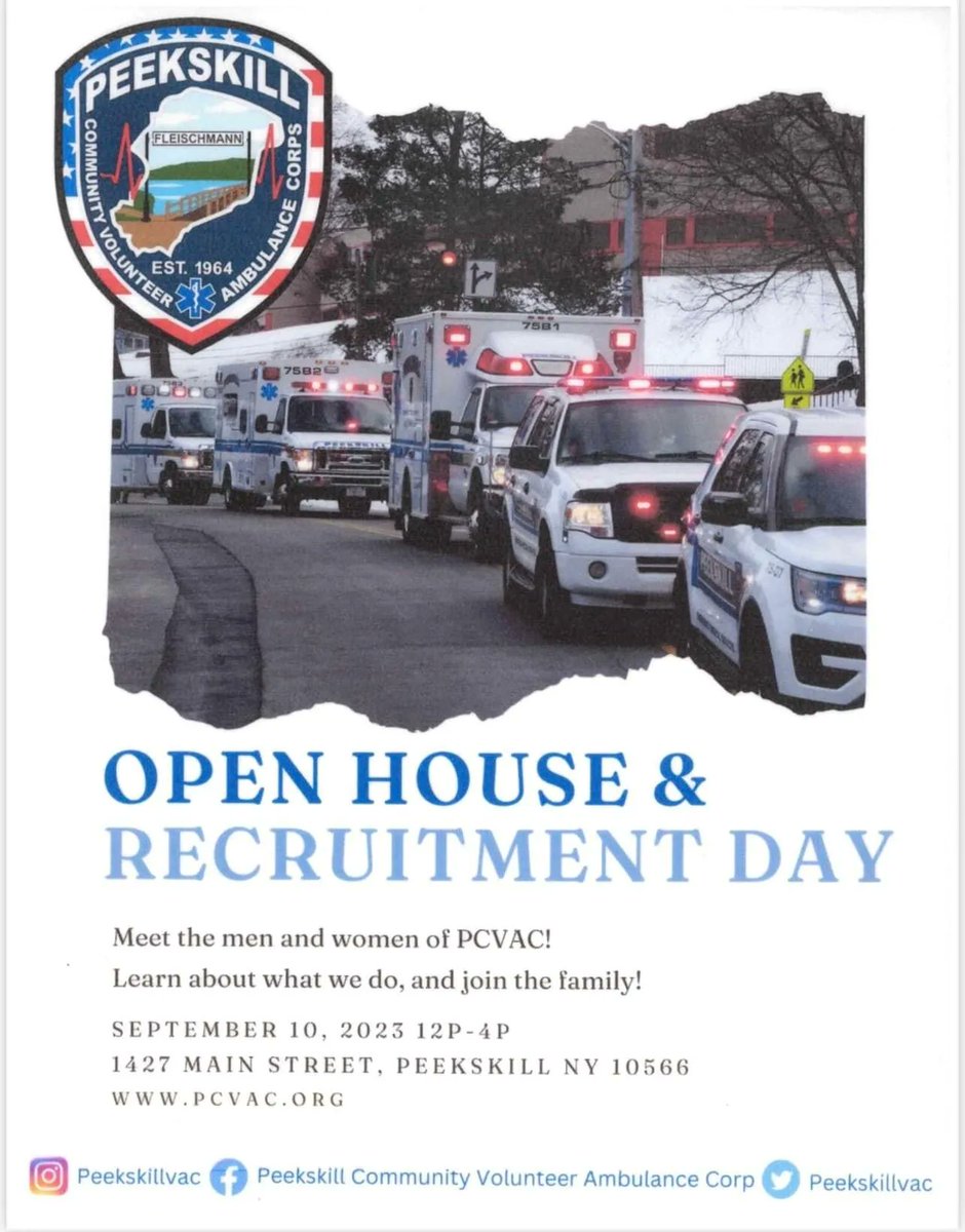 PeekskillVAC's tweet image. Today is the day come on by and take a look at our building, equipment, members and possibly join our agency all in one shot.