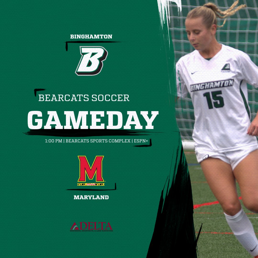 BinghamtonWSOC's tweet photo. IT'S GAMEDAY!!! Get yourself out to Bearcats Sports Complex today for the 1:00pm kick-off against @terpswsoccer
Admission at home games is FREE all season. If you can't get to the stadium, watch the match live on ESPN+
#binghamtonwomenssoccer #collegesoccer #bingu #gameday https://t.co/qlP6e1CZ62
