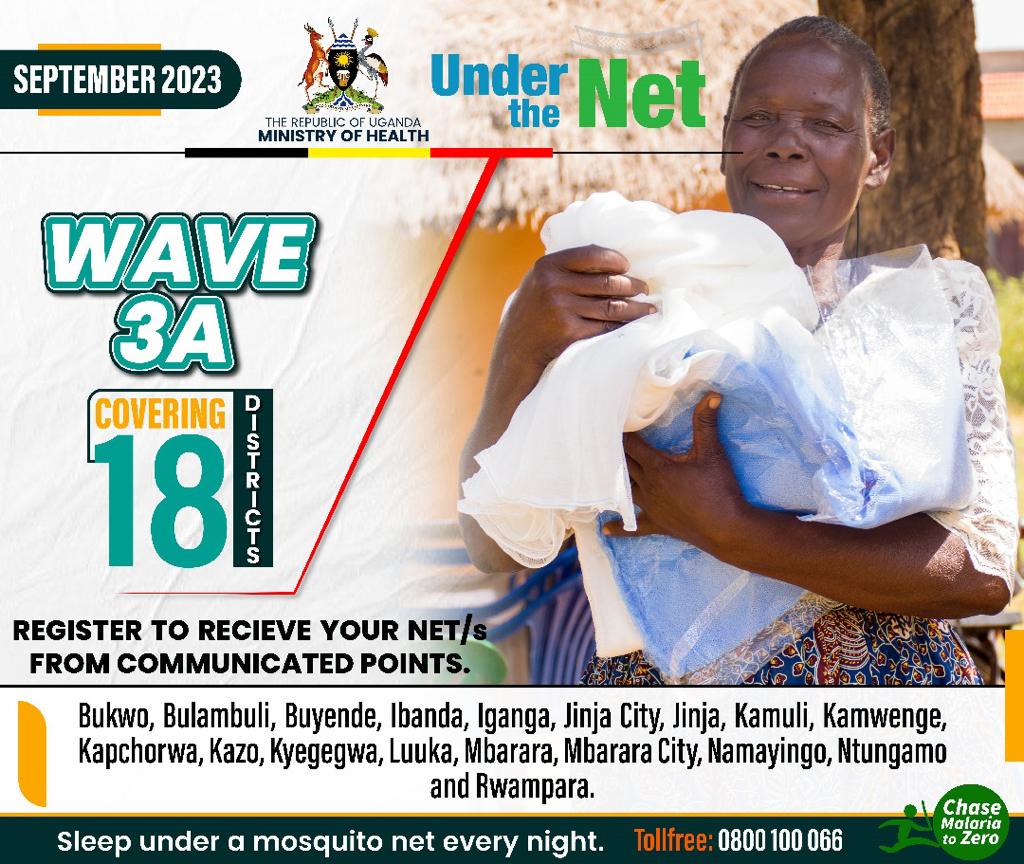 MOHCallcenterUg's tweet photo. Your health is in your hands! by using mosquito nets every night.
Let's create a culture of net use and CHASE MALARIA TO ZERO.
Register to receive your Nets from communicated points.
For any inquiries, call @MinofHealthUG toll free:📞0800100066
#SleepUnderTheNetUg
#MOHatWork https://t.co/2Y2tc6IS9d