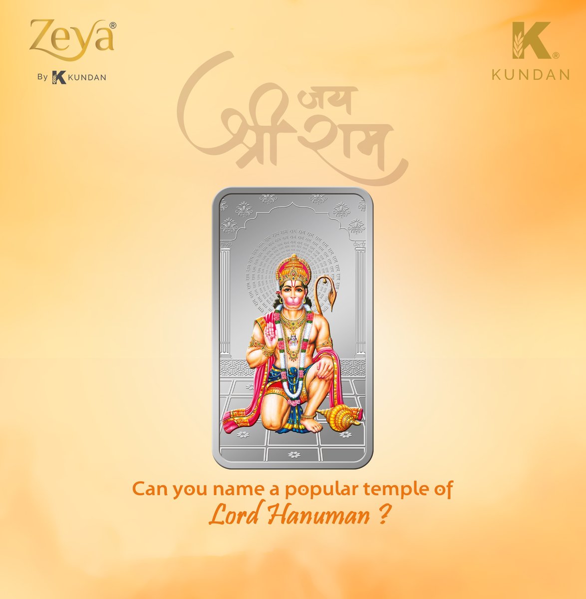 Put your thinking cap on and name down famous Lord Hanuman temples.

#BharosaHaiTohHumHai #KundanCoins #purity #Investinyourdreams #GoldBar #futureinvestment #buyback #Bestinvestment #GoldCoins #GoldPendants #investment #securedfuture #future #investingold #goldinvestment