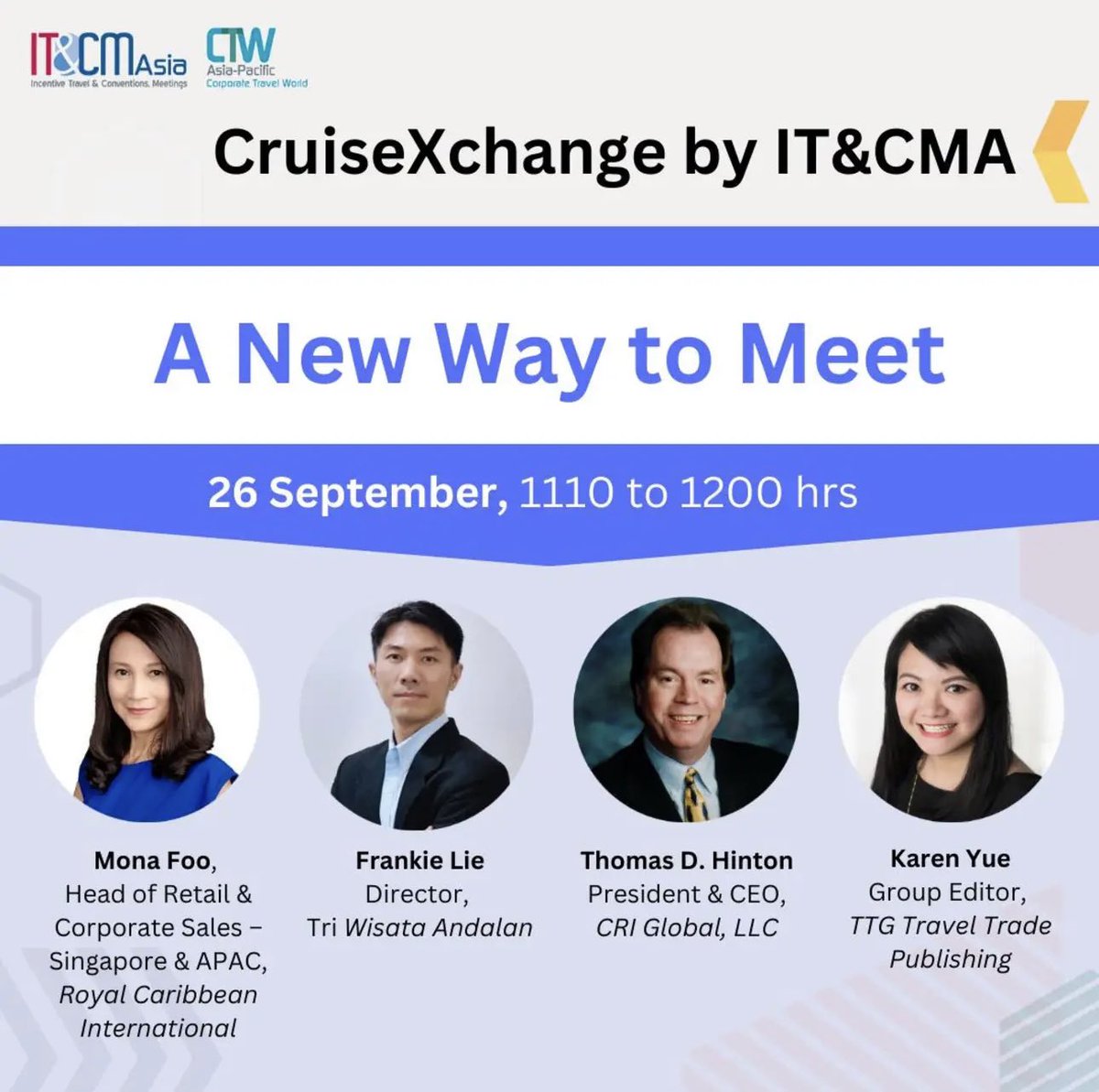 IT&CMA and CTW APAC 2023, Day One “CruiseXchange” 11.00am to 12 noon in Bangkok, Thailand, 26-28 September 2023. website itcma.com #itcma2023 #MICEinThailand #travelmedia @UnravelTravelTV #unraveltraveltv