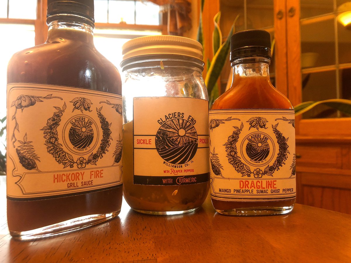Fresh delivery from <a href="/LeeChameleon/">Derek Lee Ervin</a> at Glaciers End Farm in Southern Illinois thanks to my parents. Good people making some of the best sauces, pickles, bitters, and other specialty foods from their farm. Small businesses make the world better.