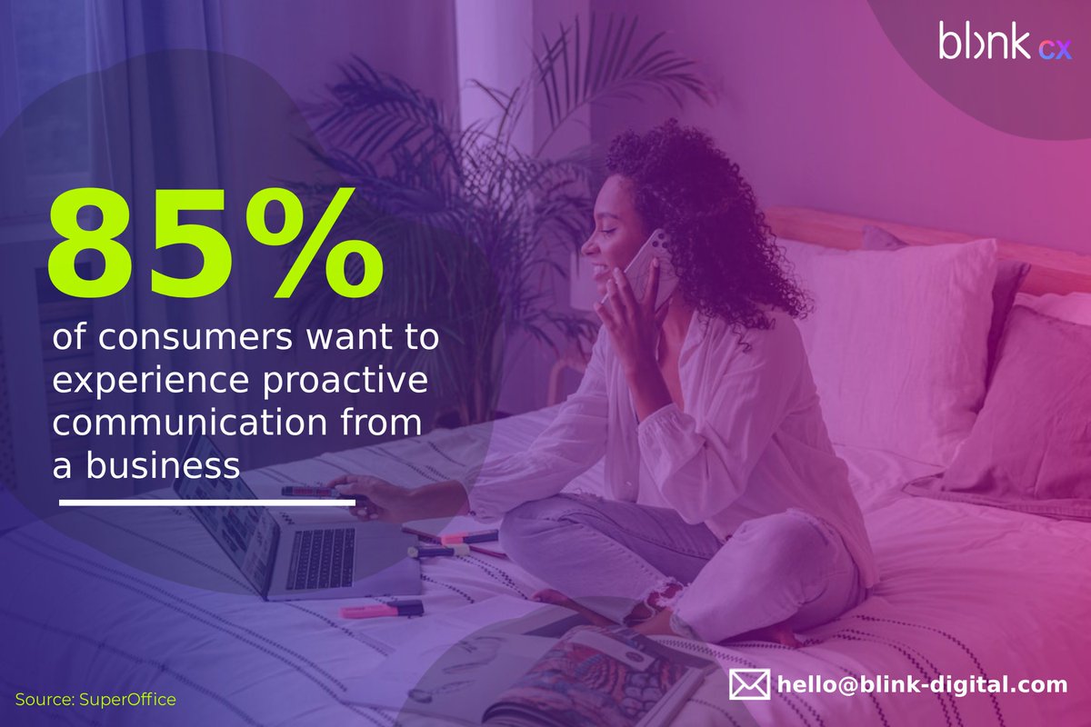 Hi. Vee here! Let's begin another great week with info from @SuperOffice that shows 85% of consumers want proactive communication from a business. How does your company practice proactivity for #CustomerExperience? #CX