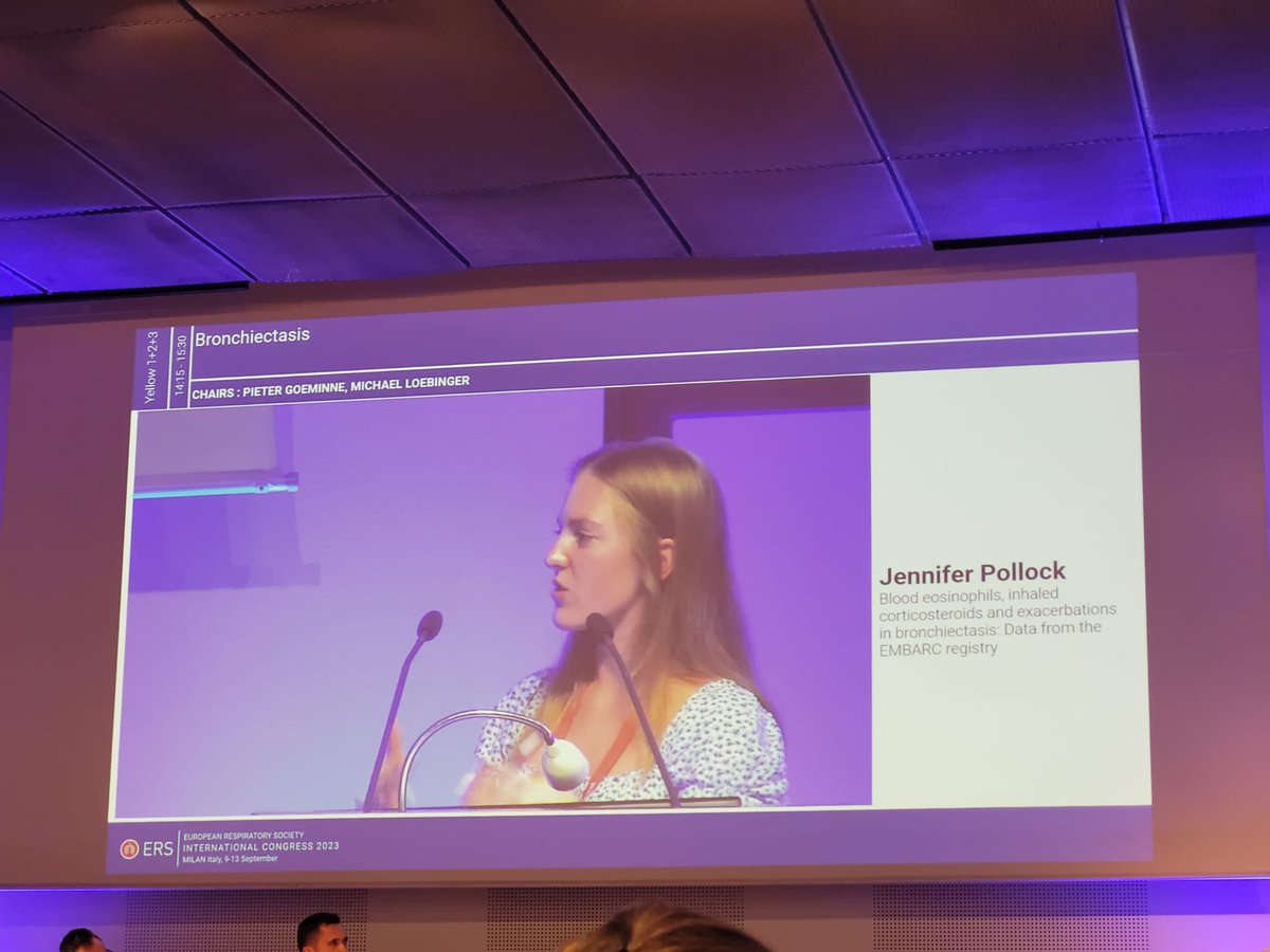 RespiFIL's tweet photo. 🔴#ERSCongress 2023
Présentation de J. Pollock données du registre #EMBARC
- Forte utilisation de corticoïdes inhalés dans les #DDB en dehors de toutes recommandations
- Un taux ⬆️ d'éosinophiles dans le🩸 est correlé à une meilleure réponse aux ctc inhalés dans exacerbation https://t.co/KsJHS0Apso