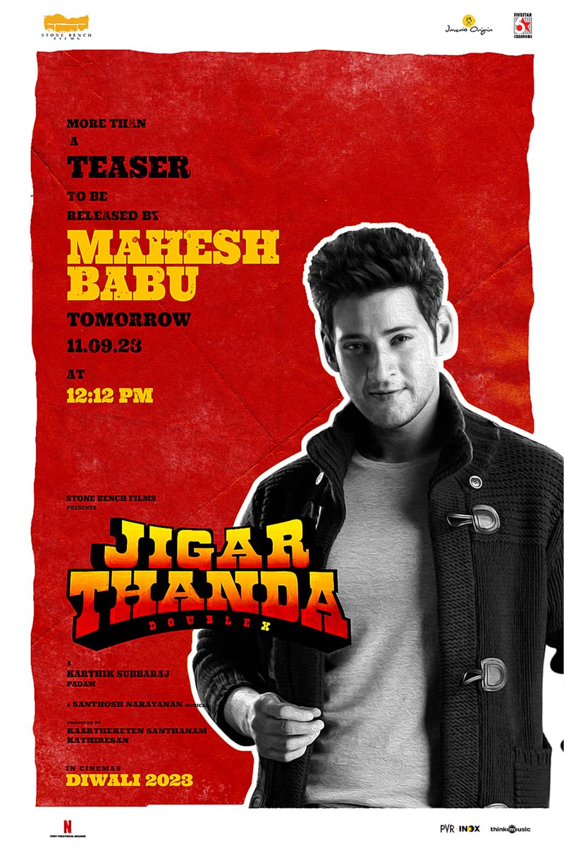 bash_flix's tweet photo. #JigarthandaDoubleX Will Be Out Tomorrow @ 12.12 PM 🔥

To Be Launched by our  @dhanushkraja @urstrulyMahesh @rakshitshetty @dulQuer 

A @karthiksubbaraj padam https://t.co/MEBGLupKp6