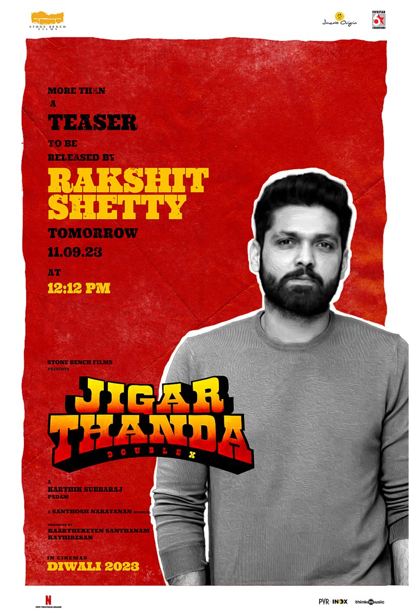 bash_flix's tweet photo. #JigarthandaDoubleX Will Be Out Tomorrow @ 12.12 PM 🔥

To Be Launched by our  @dhanushkraja @urstrulyMahesh @rakshitshetty @dulQuer 

A @karthiksubbaraj padam https://t.co/MEBGLupKp6