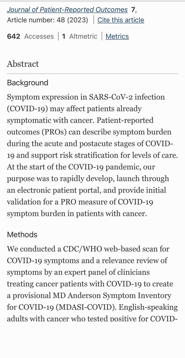 IshwariaMD's tweet image. Asking questions to get unbiased feedback – it’s not just an art, it’s a science!🔸When there wasn’t a #COVID19-specific validated #PRO tool, we developed one! 🔸Such a thrill to co-lead this effort that developed and validated a brand new #patientreportedoutcomes measure to…