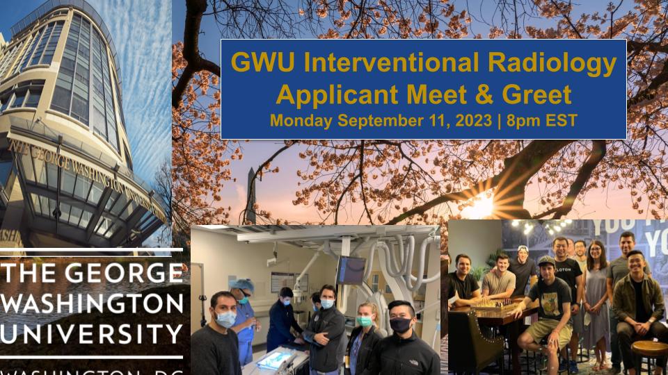 GW VIR (@gwu_vir) on Twitter photo IR residency applicants! Join our IR team for a virtual meet and greet tomorrow (9/11/23) at 8 pm EST! 
gwu.webex.com/gwu/j.php?MTID… IR residency applicants! Join our IR team for a virtual meet and greet tomorrow (9/11/23) at 8 pm EST! 
gwu.webex.com/gwu/j.php?MTID…