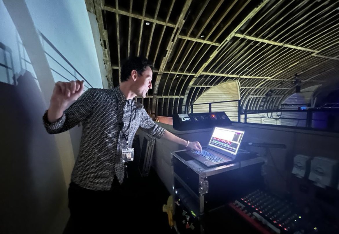 OokeDub's tweet image. Colleague took this little gem of me turning off our debut exhibition in our new theatre. 

😍

#WeMakeEvents