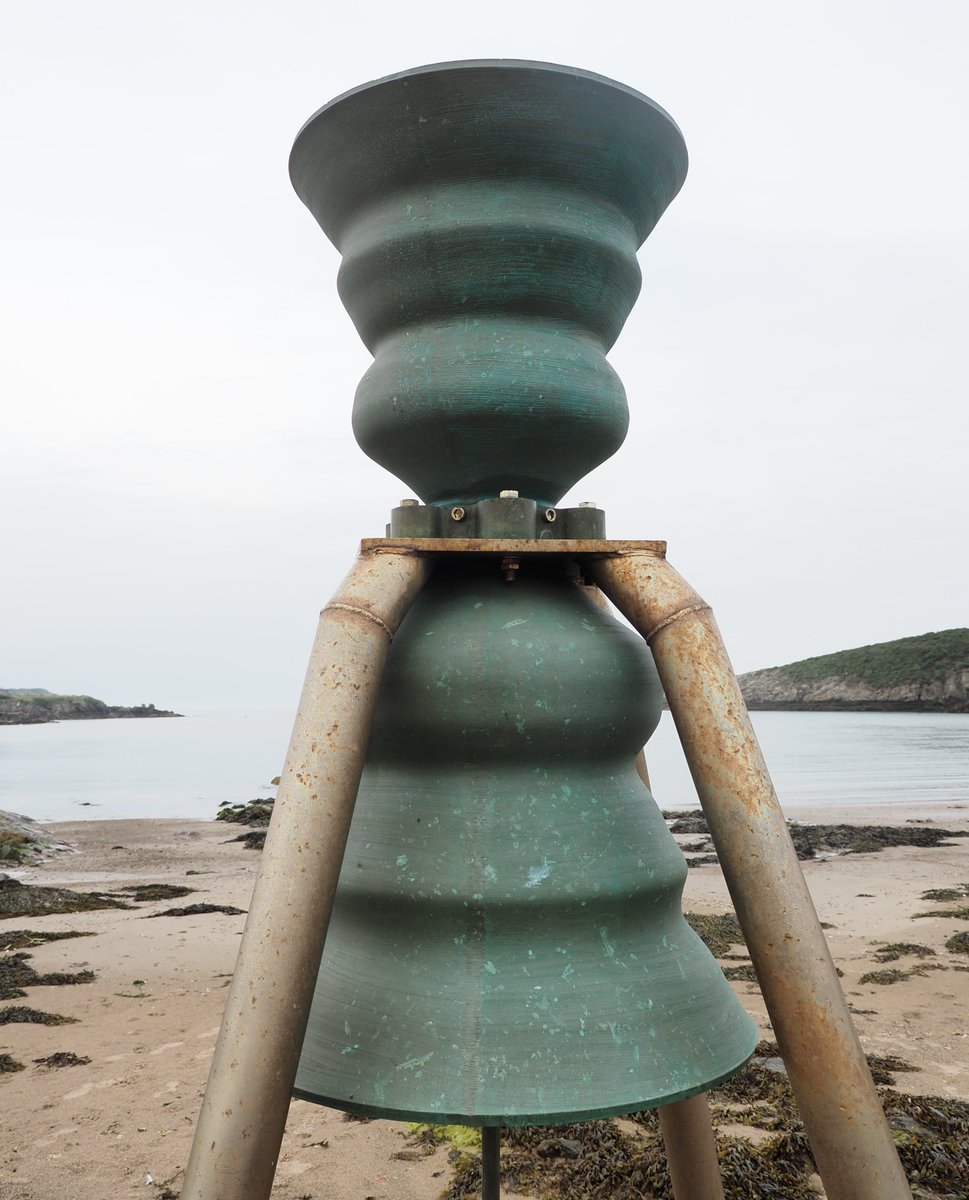 The @timeandtidebell on the beach at Cemaes Bay #StPatrickTimeAndTideBell @VisitAnglesey @WalesCoastUK @DerekTheWeather The gloom did little to help with the photos but you get the idea. @what3words ///genius.surreal.exploring