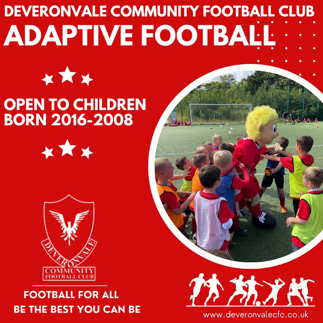 ADAPTIVE FOOTBALL START UP 
We believe at the club football should be accessible to all and with that in mind we are looking to start up regular sessions for Children and young people born 2016-2008. 

Get involved folks For more info 
👉deveronvalecfc.co.uk/news/8486?fbcl…