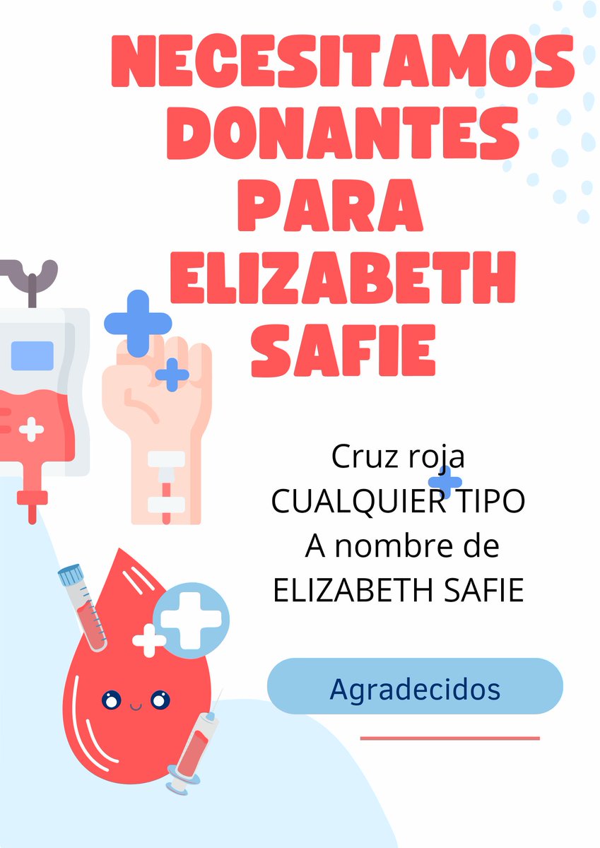 Amigos les suplico si pudieran darme un RT si alguien puede donar cualquier sangre para mi tía Elizabeth "tia Norma" se los agradecemos mucho!