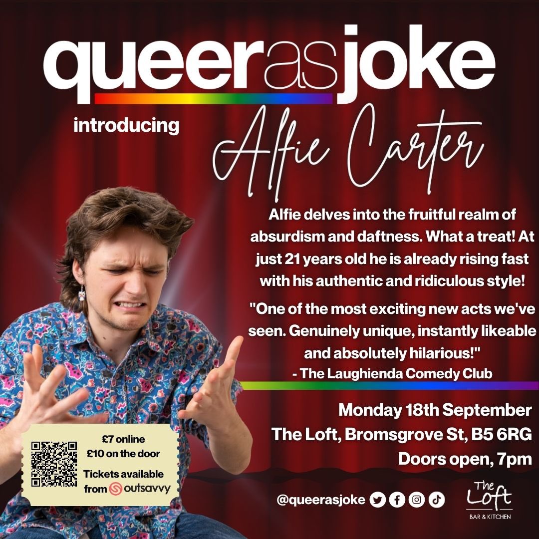 🫶🏻🏳️‍🌈TICKETS IN BIO 🏳️‍🌈🫶🏻

@alfiecarterstandup is described as “one of the most exciting new acts we’ve seen” by @laughienda 

Can’t wait to see you on Monday 18th 😍🫶🏻