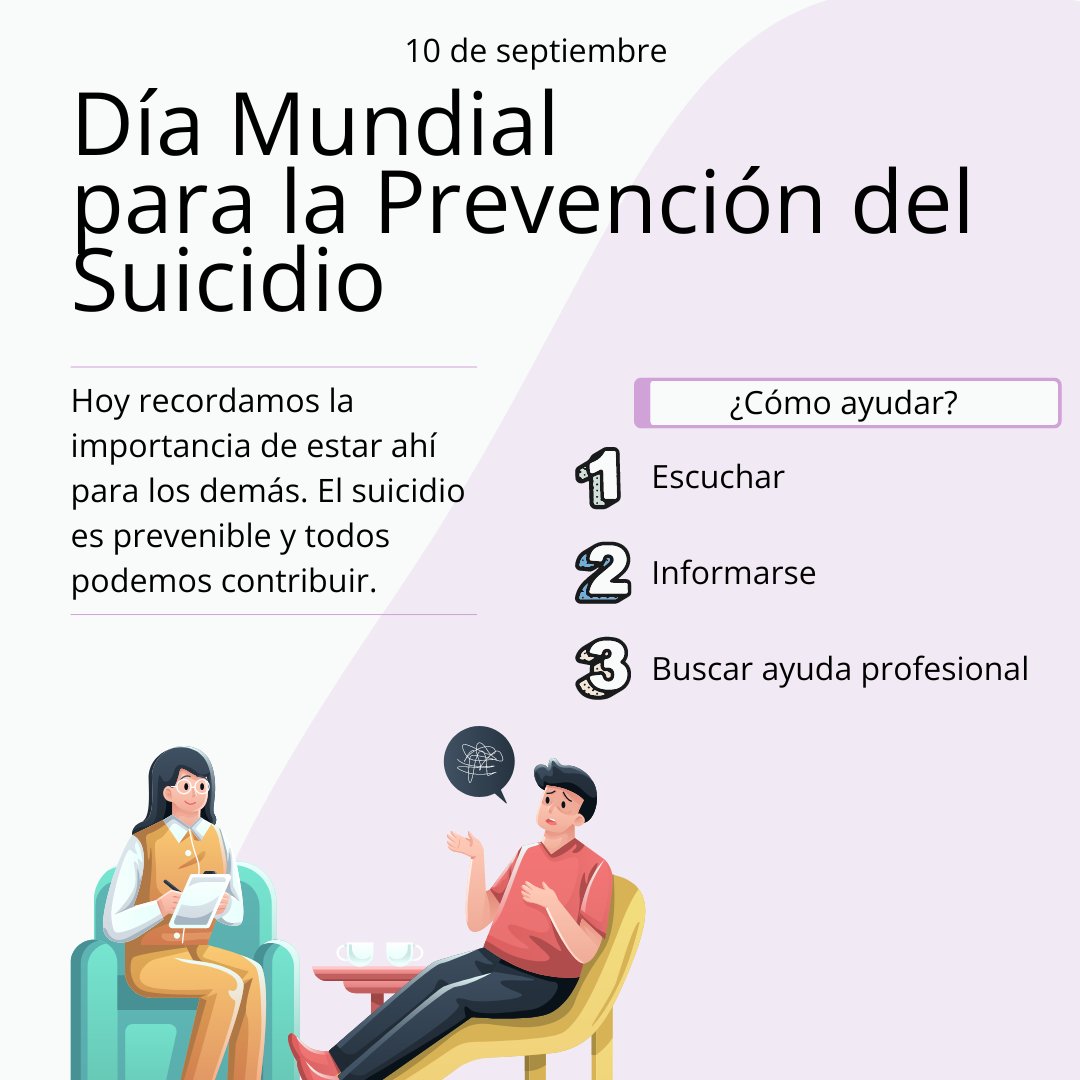 Psicosferanet's tweet image. 🎗 Hoy conmemoramos el #DíaDePrevenciónDelSuicidio. Escuchar puede ser el primer paso para salvar una vida. No subestimes el poder de una conversación abierta sobre #SaludMental. Si conoces a alguien en crisis, anima a buscar ayuda profesional. Tu apoyo cuenta. 💙 #EstamosJuntos
