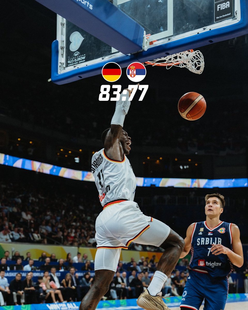 Dt. Basketball Bund (@dbb_basketball) on Twitter photo Auf der Zunge zergehen lassen: WIR sind WELTMEISTER ๐ฉ๐ช ๐ฅ
โพ Dennis Schrรถder: 28 PTS, 2 AST, 21 EFF, 7/11 2P
โพ Franz Wagner: 19 PTS, 7 REB, 3 STL, 10/11 FT
โพJoe Voigtmann: 12 PTS, 8 REB, 3 AST, 4/5 FG
โขโขโขโข
๐โซ๏ธ๐ด๐ก๐ฅ
#KoerbeFuerD
#WinForDeutschland
#WinForAll
#FIBAWC Auf der Zunge zergehen lassen: WIR sind WELTMEISTER ๐ฉ๐ช ๐ฅ
โพ Dennis Schrรถder: 28 PTS, 2 AST, 21 EFF, 7/11 2P
โพ Franz Wagner: 19 PTS, 7 REB, 3 STL, 10/11 FT
โพJoe Voigtmann: 12 PTS, 8 REB, 3 AST, 4/5 FG
โขโขโขโข
๐โซ๏ธ๐ด๐ก๐ฅ
#KoerbeFuerD
#WinForDeutschland
#WinForAll
#FIBAWC