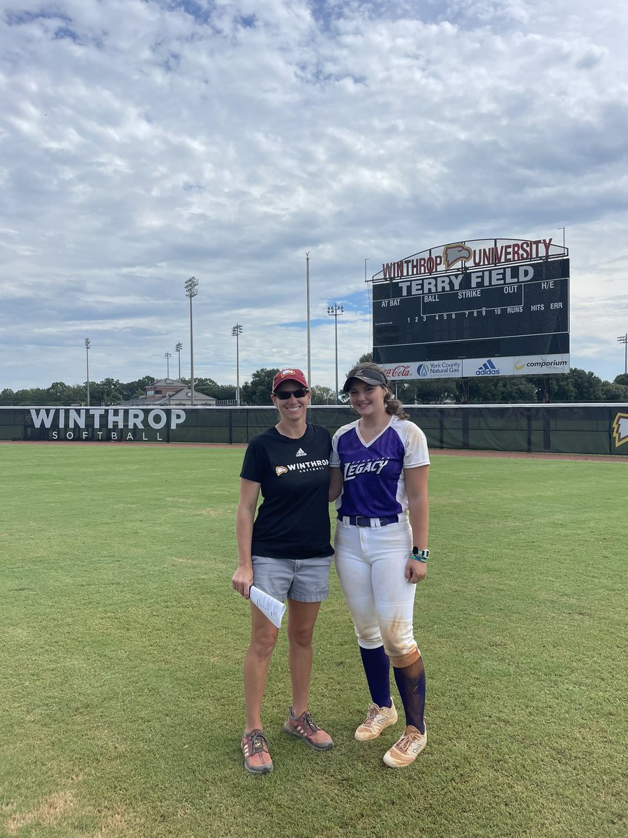 KaraAlday's tweet photo. Had an amazing day Saturday at @Winthropsoftbal. Thank you to @CoachFuller7, and @CoachMoWyatt from @LMC_Softball for hosting the camp! Can’t wait to be on campus again! https://t.co/OiHgogrgOw