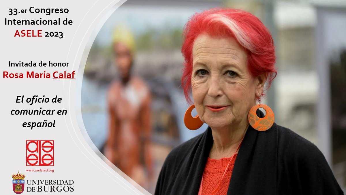 Ya disponible la magistral conferencia, “El oficio de comunicar en español”, de Rosa María Calaf, invitada de honor al 33.o Congreso Internacional de ASELE  rb.gy/v1mvq
 
<a href="/InstCervantes/">Instituto Cervantes</a> <a href="/UBUEstudiantes/">Universidad Burgos</a> #RosaMariaCalaf #TwitterELE #ELE #ASELEBurgos2023 #ASELE2023
