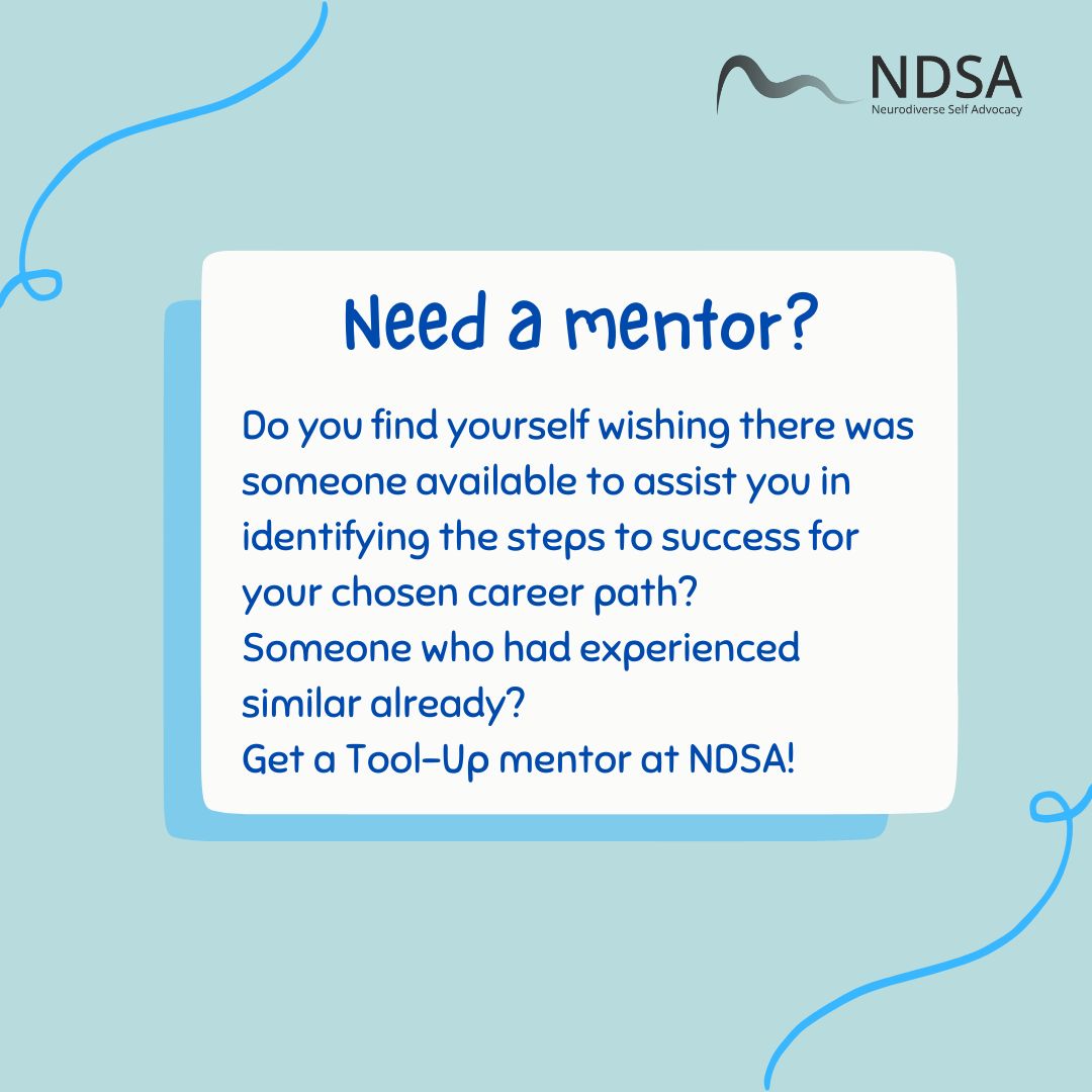 NDSA_UK's tweet photo. Need a mentor? Tool-Up supports autistic adults in working towards their employment dreams. You’ll be paired with a trained mentor who can support you with identifying the necessary steps to success! Find out more at: https://t.co/AwHQJi0p8W #AllAutistic #ActuallyAutistic https://t.co/NzdYMm1XWf