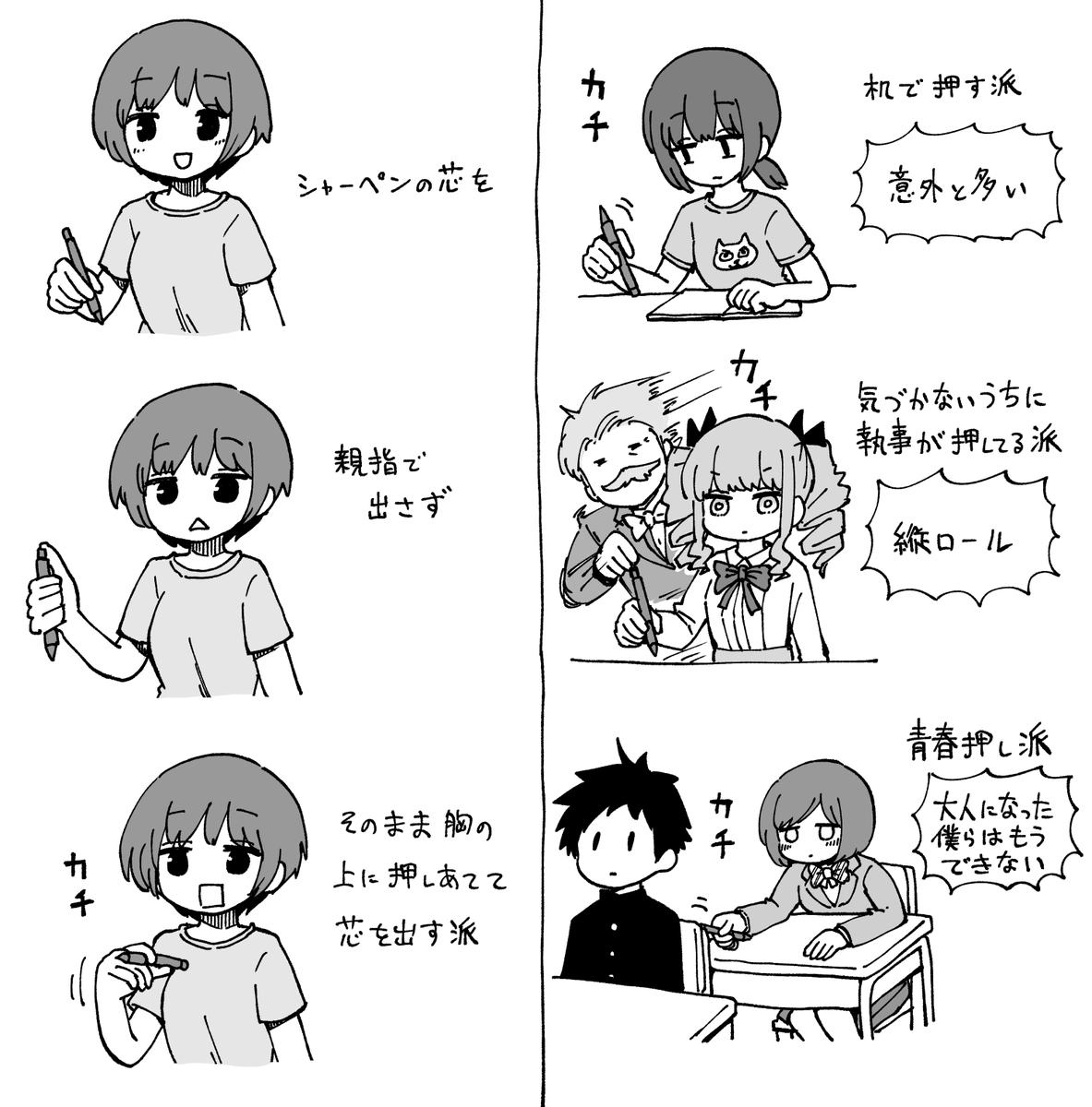 君たちはどうシャーペンの芯を出すのか