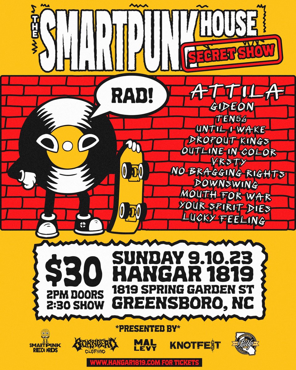 Stacked show at Hangar 1819 today! Doors at 2. Tickets available online only: hangar1819.com