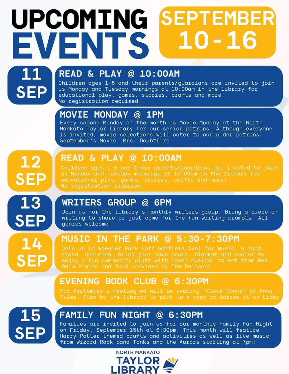 Check out what we have coming up this week!