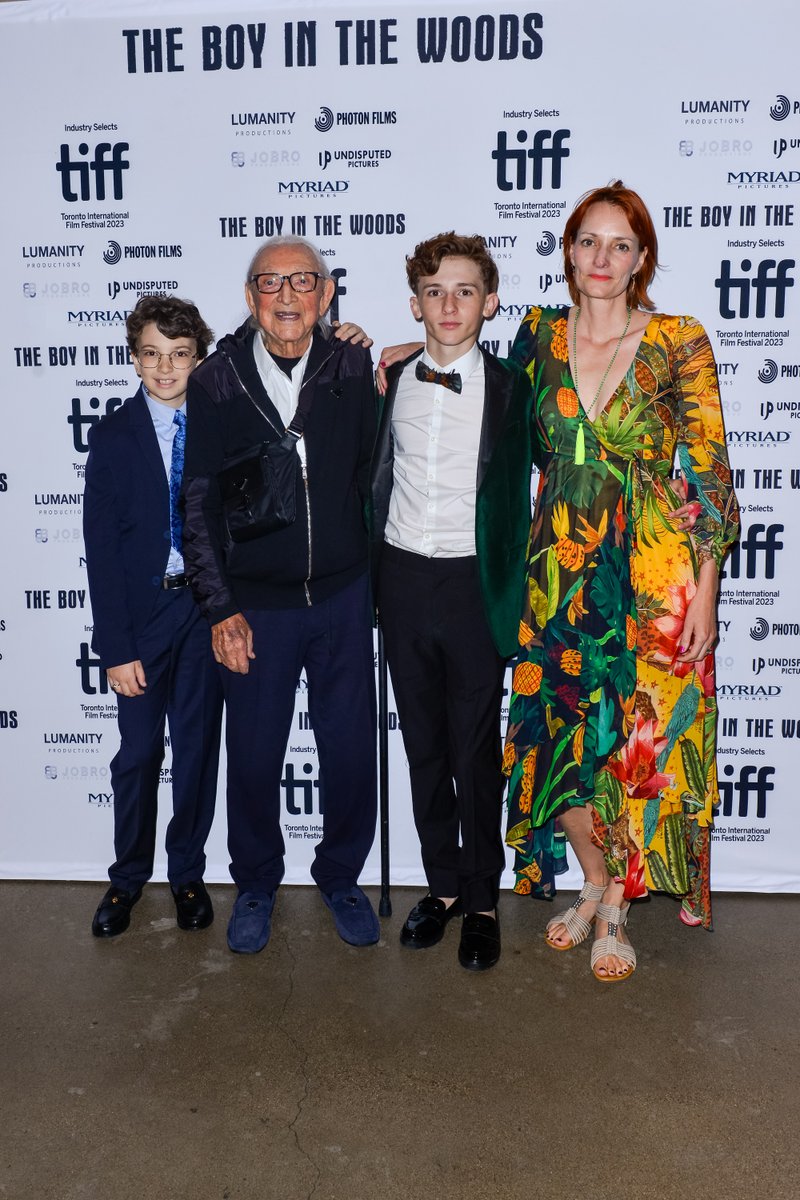 We're at @TIFF_NET with Rebecca Snow's film, THE BOY IN THE WOODS! Stars @Jettyklyne #DavidKohlsmith here with the film's inspiration @MaxwellSmart #holocaustsurvivor and Director Rebecca Snow. #womeninfilm #industrySelects