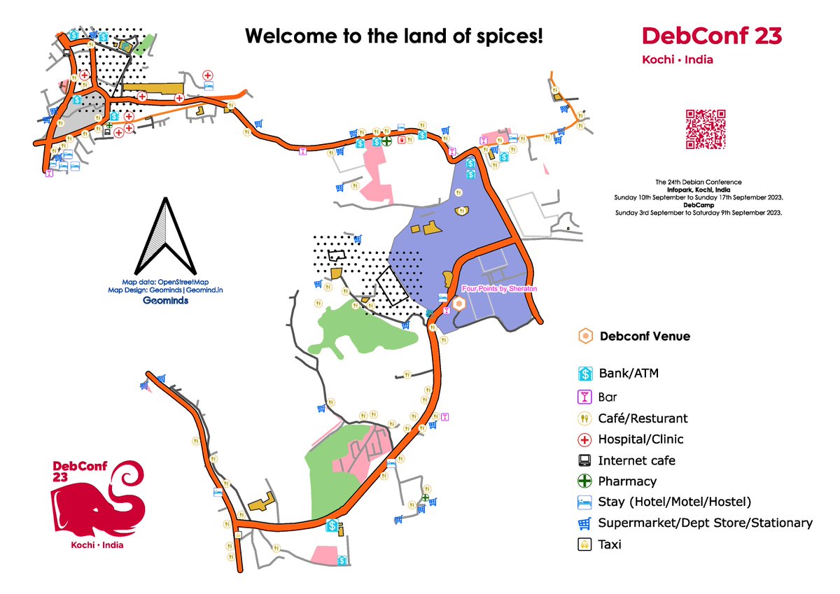 Geominds (@geominds) on Twitter photo Welcome to the land of spices! #debconf23 happening in #kochi. Here is a small token of love from us for the attendees.
Data: #OpenStreetMap Designed in: <a href="/qgis/">QGIS</a>
#Map <a href="/debian/">The Debian Project</a> <a href="/DebianIndia/">Debian India</a> Welcome to the land of spices! #debconf23 happening in #kochi. Here is a small token of love from us for the attendees.
Data: #OpenStreetMap Designed in: <a href="/qgis/">QGIS</a>
#Map <a href="/debian/">The Debian Project</a> <a href="/DebianIndia/">Debian India</a>