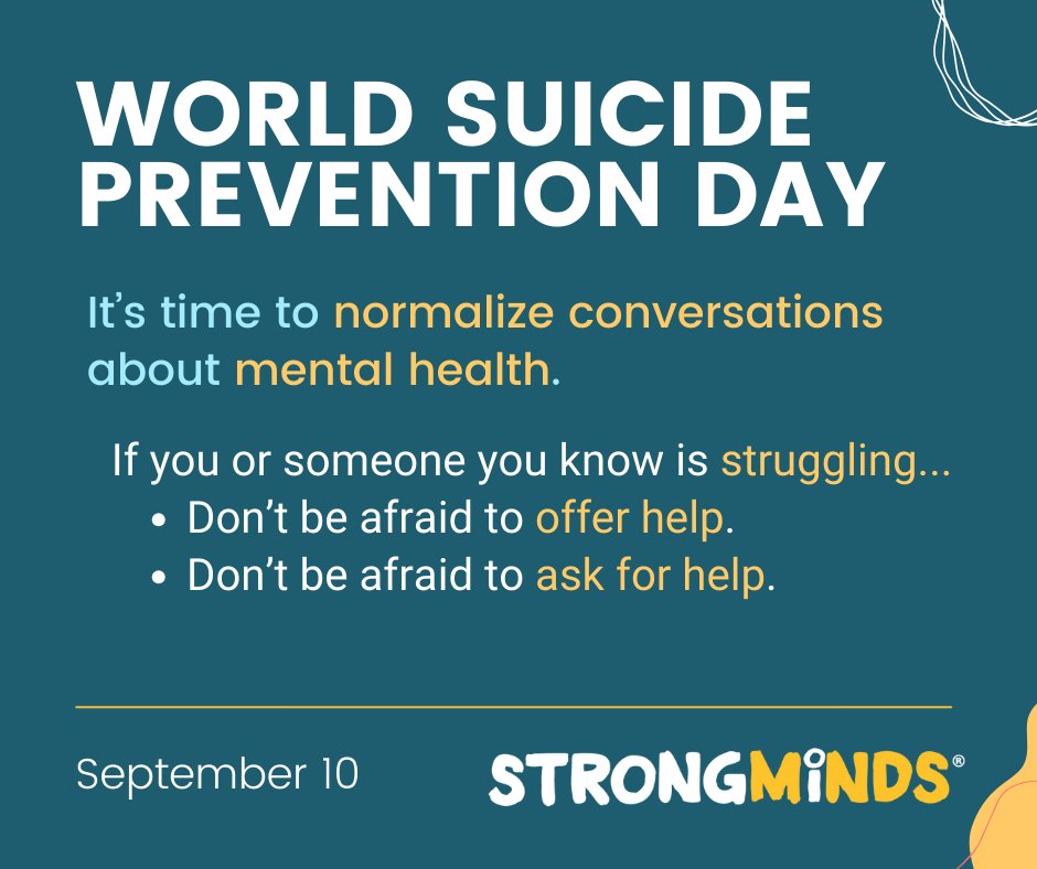 If you are struggling, or know someone who is, reach out, ask for help. Let's support each other by normalizing conversations about mental health. Together, we can make a difference. #WorldSuicidePreventionDay2023