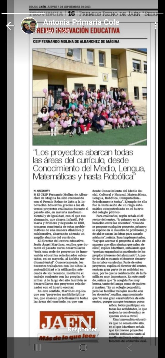 GALADÓN A LA INNOVACIÓN EDUCATIVA. PREMIOS REINO DE JAÉN"Sierra Mágina" <a href="/DiarioJAENes/">Diario JAÉN</a> <a href="/CEPJAEN1/">CEP JAEN</a>