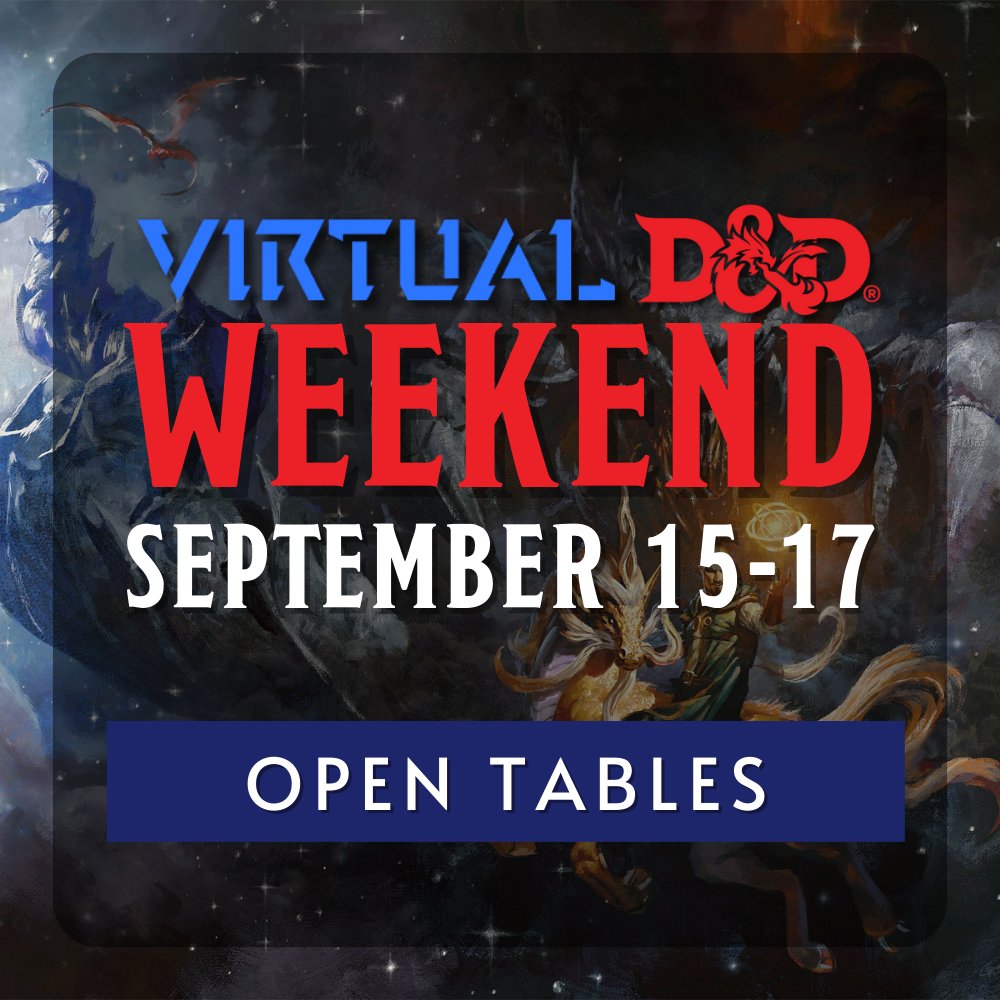 baldmangames's tweet photo. No games this weekend? We've got you! 🔥 Head on over to the Yawning Portal website and grab seats for our open games! https://t.co/JJJFnGMJO9 #OnlineDnD #DungeonsAndDragon https://t.co/hbi59hVpbn