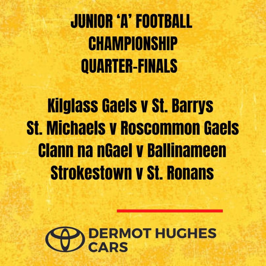 Junior Championship Quarter Final draw... That's next weekend sorted 👍