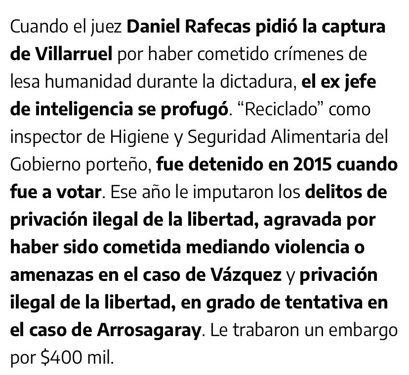 Todavía no te bloqueó Vicky Villarruel? Aprovechá y preguntale por el tío Ernesto, el milico represor que era funcionario de Macri hasta que lo detuvieron y que sigue libre sin haber aportado información sobre dónde están los desaparecidos. Memoria completa?