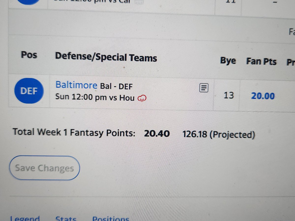 laurenoneil's tweet photo. My fantasy team is so good my defense already scored 20 points an hour before kickoff. #ODoyleRules https://t.co/9K3k36sLQd