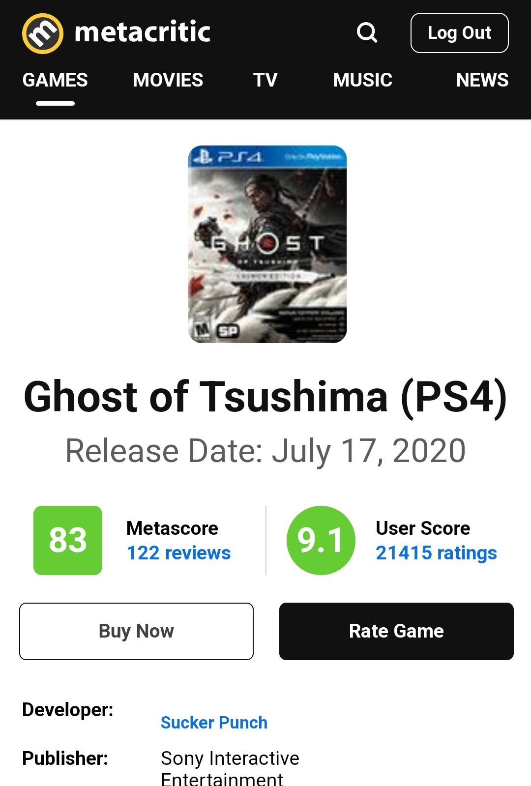 Ghost of Tsushima - Metacritic