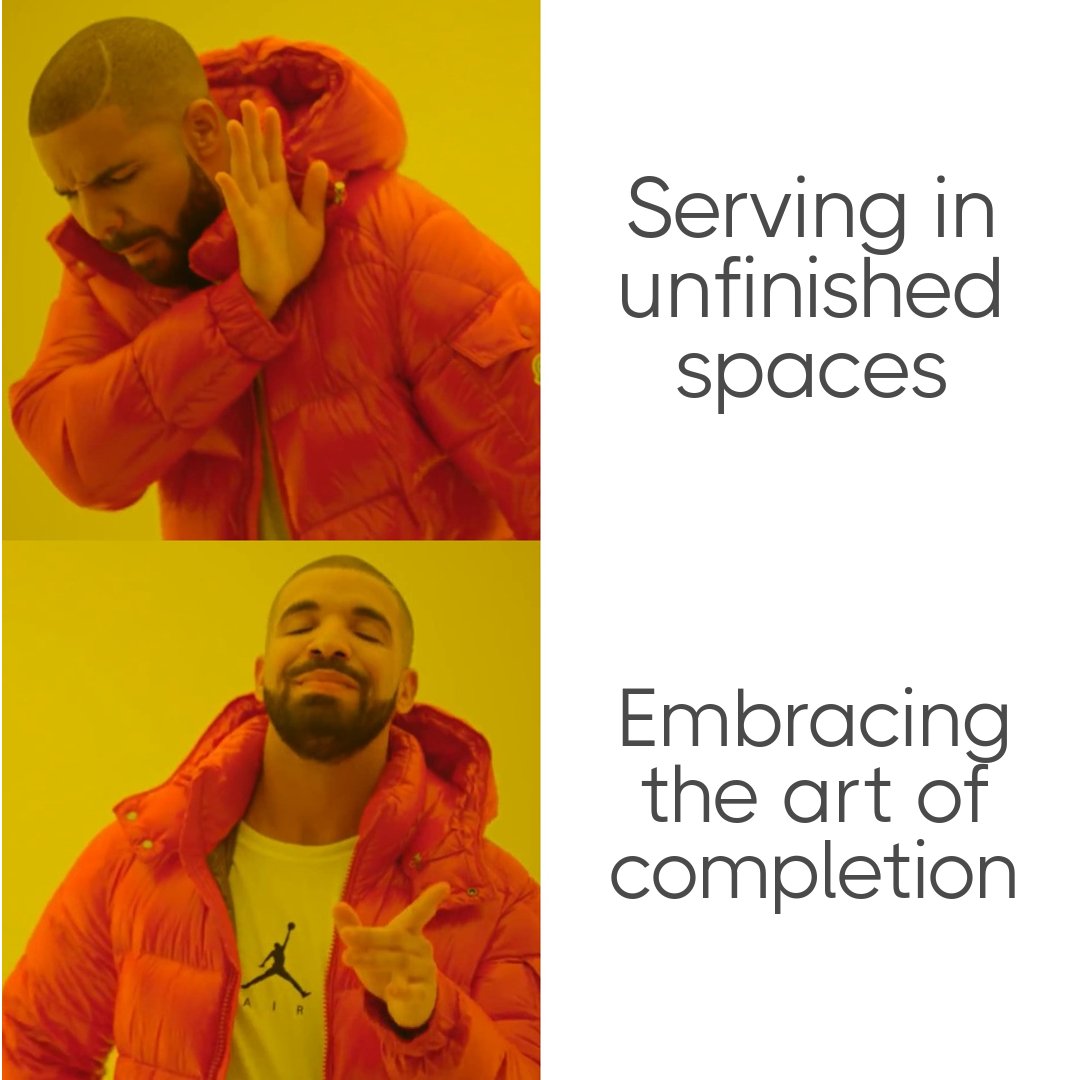 Embrace the beauty of progression with us as we serve in unfinished spaces. The art of completion is a journey, not a destination. Join us in our mission.