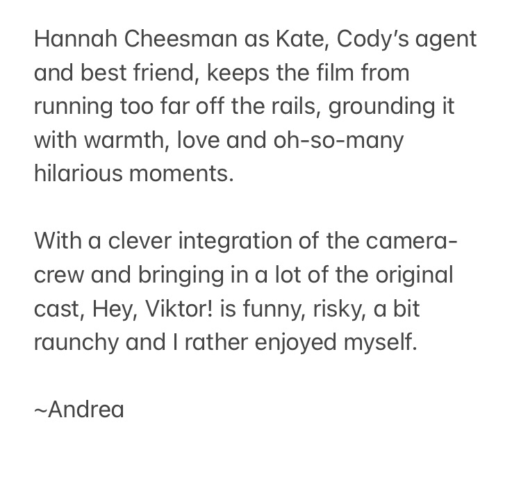 snaktheshow's tweet image. Hey, Viktor! CDN Premiere 🇨🇦🎥
Director Cody Lightning
Writers: Cody Lightning, Samuel Miller #SNAKatTIFF #HeyViktor #CodyLightning #hannahcheeseman #CanadianTalent #CanadianMovie