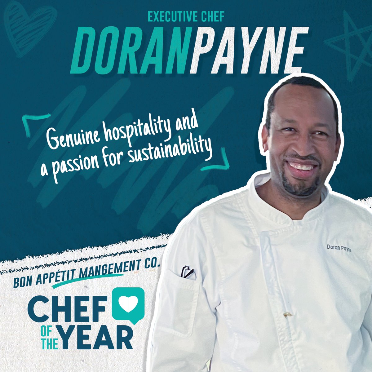 #ChefAppreciationWeek starts today! Throughout the week, we will be highlighting our Chefs of The Year. First up, Bon Appetit Management Co.'s Executive Chef Doran Payne. READ ALL ABOUT IT: Learn more here: loom.ly/ZiqWCes