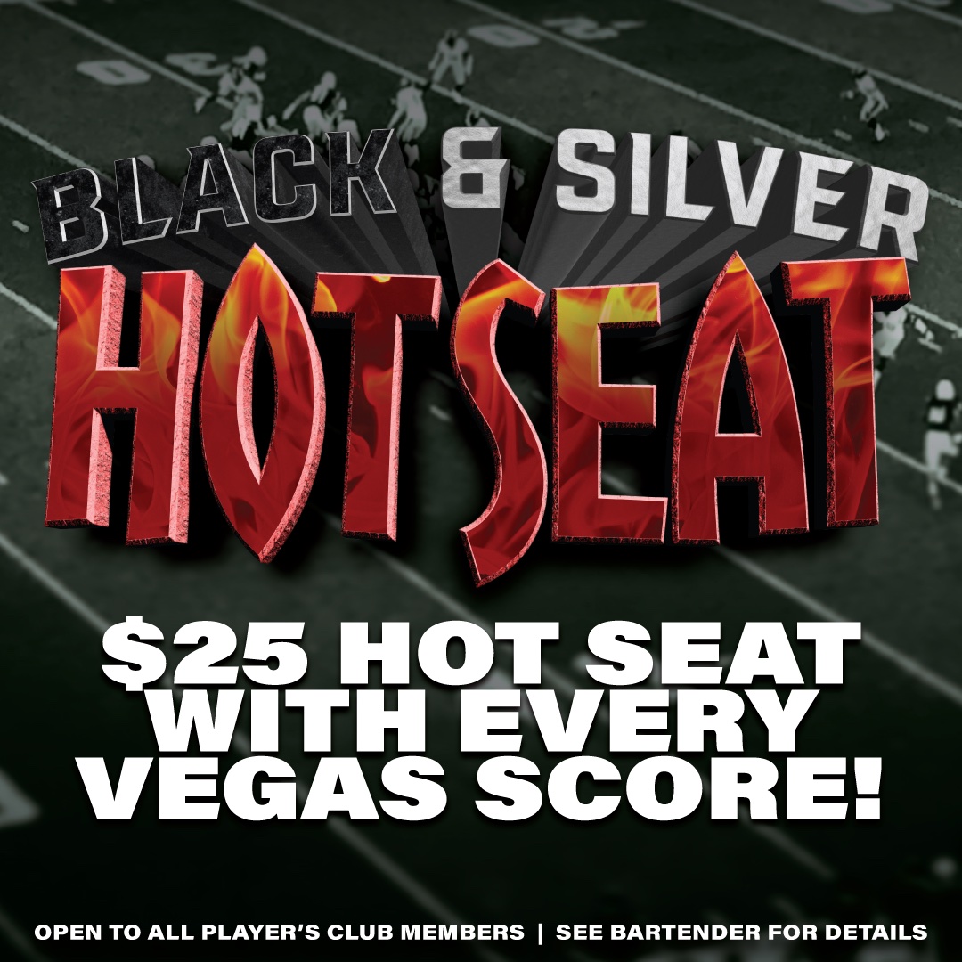 🔲 🏈 Grab a chair and claim your share of the free play!! 🏈🔲

$25 Free Play Hot Seat with #EVERY score!!

#gameday #blackandsilver #blackandsilverhotseat #hotseat #freeplay #winning #winbig #gaming #gamedaydeals #specials #local #football #footballdeals #vegas #rockys