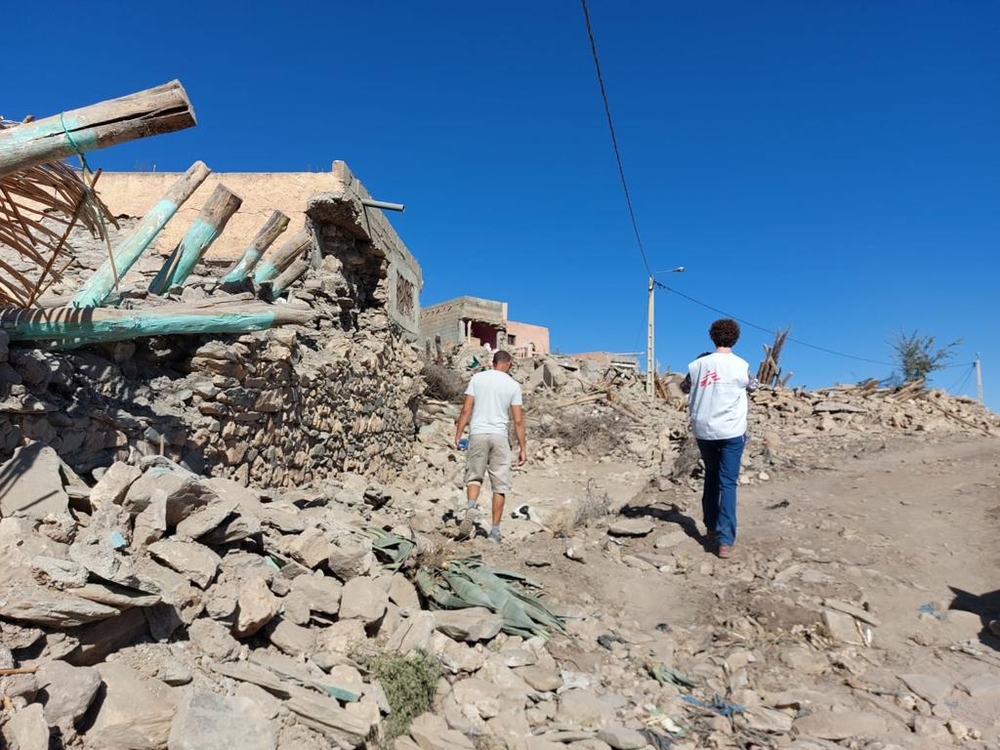 MSF's tweet photo. After the tragic earthquake in #Morocco, our teams arrived on site yesterday. We are currently assessing the needs, and will be coordinating with the local authorities to see how we can help. https://t.co/7QGwlHiLIf