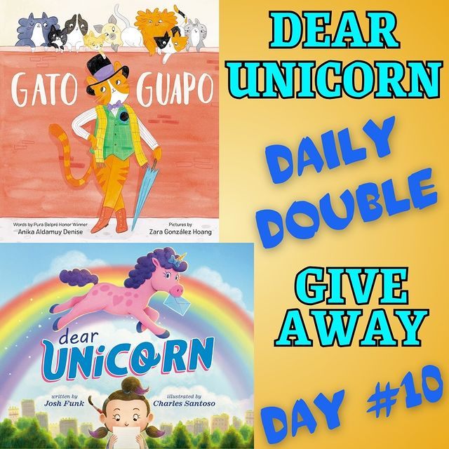 In NINE days, my 19th book, DEAR UNICORN, releases. To celebrate, I’m giving away 19 copies of DEAR UNICORN and another favorite picture book of mine. Today's #Giveaway includes GATO GUAPO by @anikadenise &amp; <a href="/zarprey/">Zara González Hoang</a>

To enter:
✅ FOLLOW
❤️ LIKE
🔃 RT/QT

BONUS: 👉 REPLY &amp; TAG A