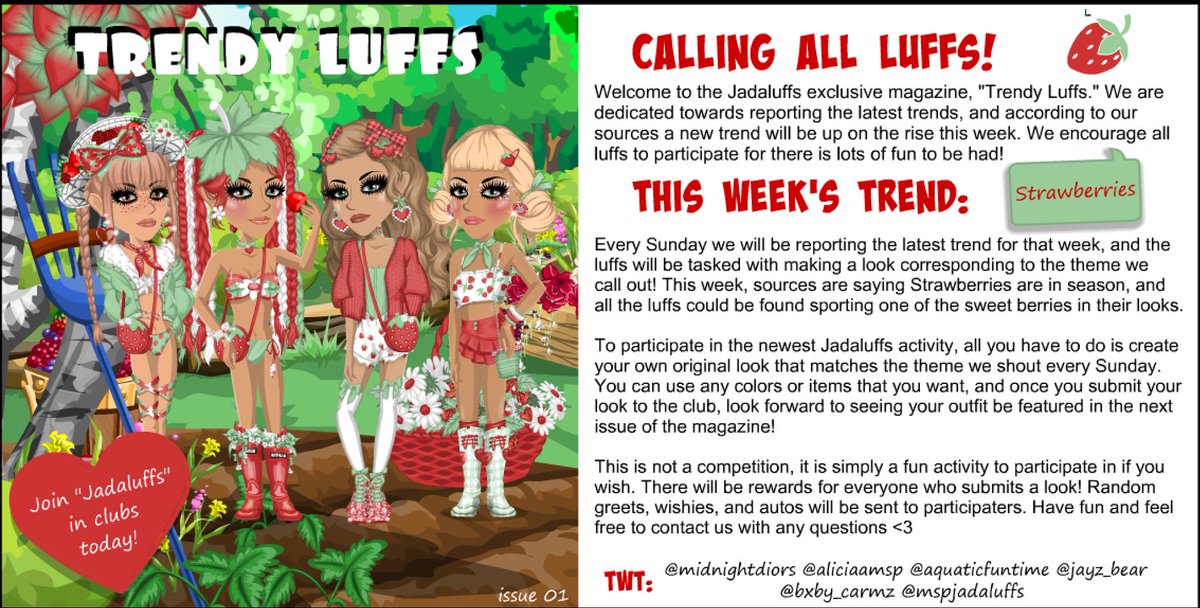 midnightdiors's tweet image. calling all luffs! a new weekly activity is out, we hope yall have fun &amp;amp; we can’t wait to see all of your looks 😇

this week’s trend is strawberries, so create your cutest berrylicious look for some rewards &amp;amp; to be featured in next week’s arty 🍓✨💞