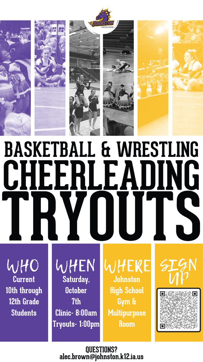It’s time!! Winter cheer tryouts will be here in no time. Sign up link in our bio. Can’t wait to see you there! 💜💛