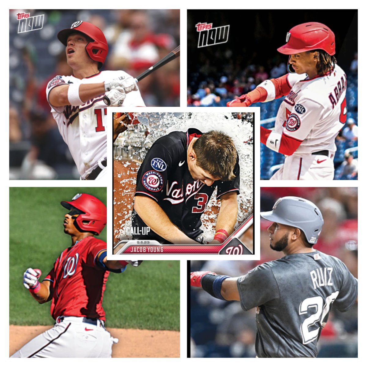 TalkNats's tweet photo. The #Nats have 7 walkoffs and 5 by singles and home runs. Those moments are commemorated on baseball cards exclusively on @Topps #WalkOffs #ToppsNow
(Graphic by Andrew Lang for TalkNats) https://t.co/nX0NcTqqqC