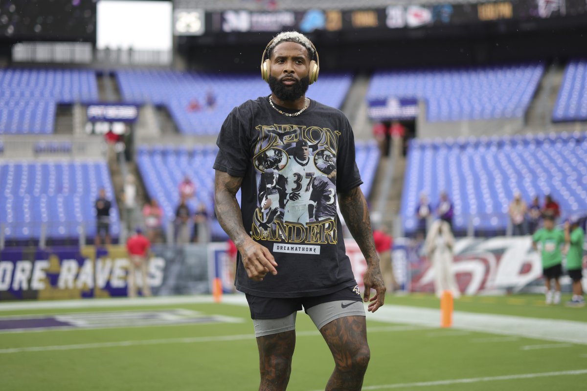 NFL's tweet photo. OBJ 🤝 PRIME TIME

📺: #HOUvsBAL -- 1pm ET on CBS 
📱: Stream on #NFLPlus https://t.co/G4uoYVOqQn https://t.co/QJXyq7csKG
