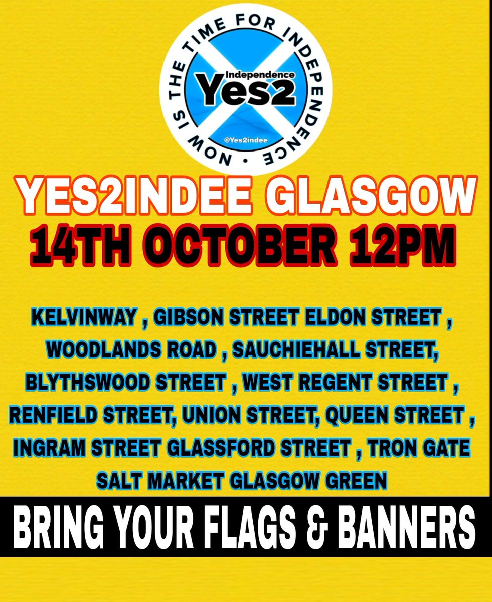 We are ecstatic to announce that on 14th October we will be joined by the wonderful SheBoom, they are not able to do the march however will be in place along Argyle Street ready and waiting to beat the drums for us! Yes2Glasgow Yes2ItIsTime