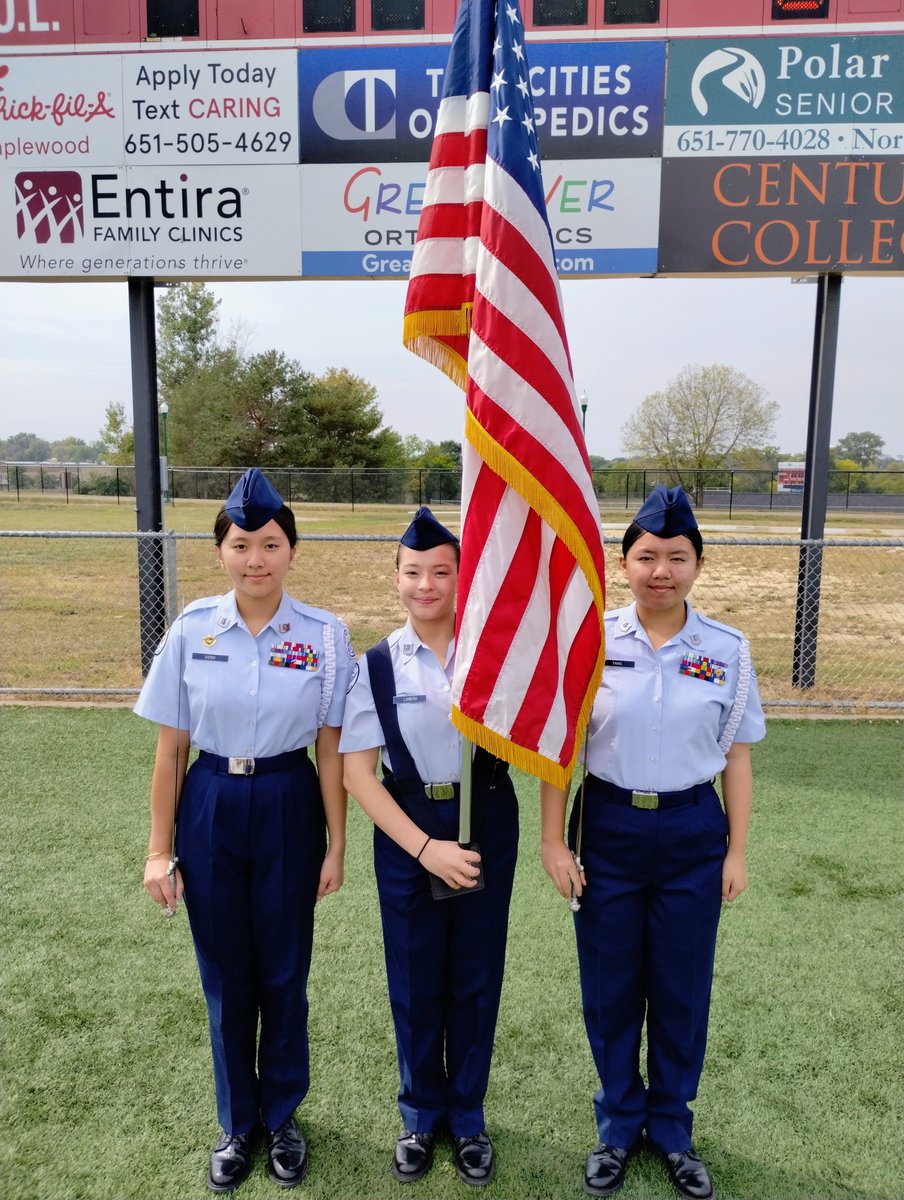 NorthAFJROTC's tweet photo. First Color Guard of the 2023-24 school year. Great job by these young ladies. https://t.co/goqMKAWlkg