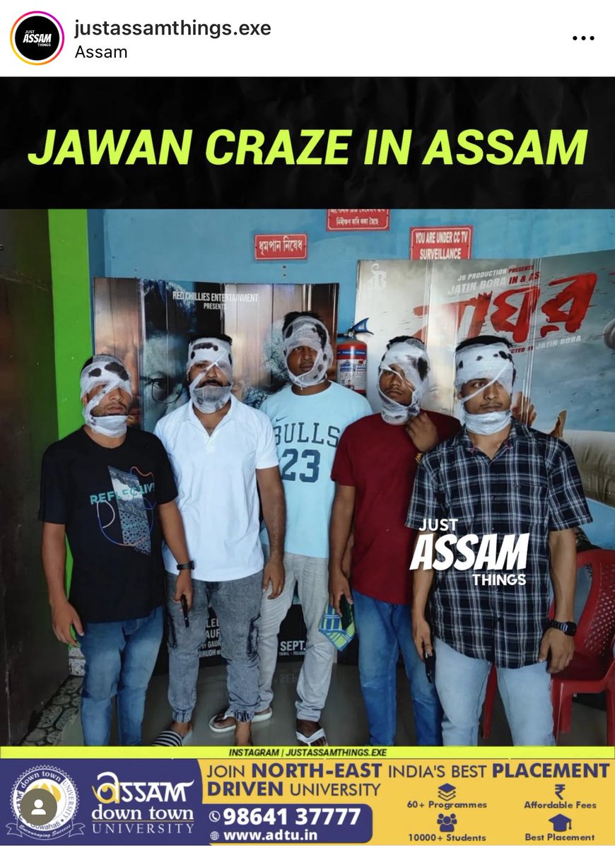 BhairavPhukan's tweet photo. The #Jawan craze is Assam is amazing! @iamsrk sir pls do check this out. People of #Assam love and admire you a lot! They are trying their best to promote the film.

@RedChilliesEnt #JawanCreatesHistory #JawanBlockBuster #JawanTsunami #JawanReview #JawanBoxOfficecollection #SRK𓃵 https://t.co/UCW8OryBLv