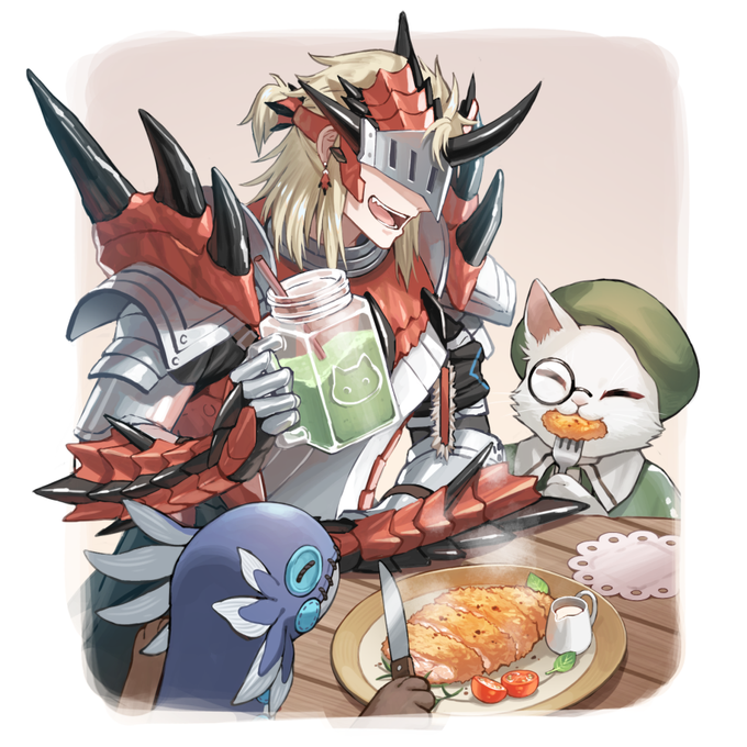 レウスSノイルホーン&amp;学者アイルー,オトモアイルー / #アークナイツ #Arknights 
