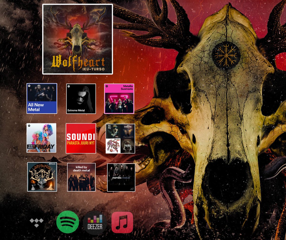 WolfheartFIN's tweet photo. New single 'IKU-TURSO' has hitted several playlist on various platforms. Go stream and share!

STREAM:  https://t.co/JSusvDEW0E

#wolfheart #wintermetal #melodicdeathmetal #deathmetal https://t.co/bymIYlHaKE