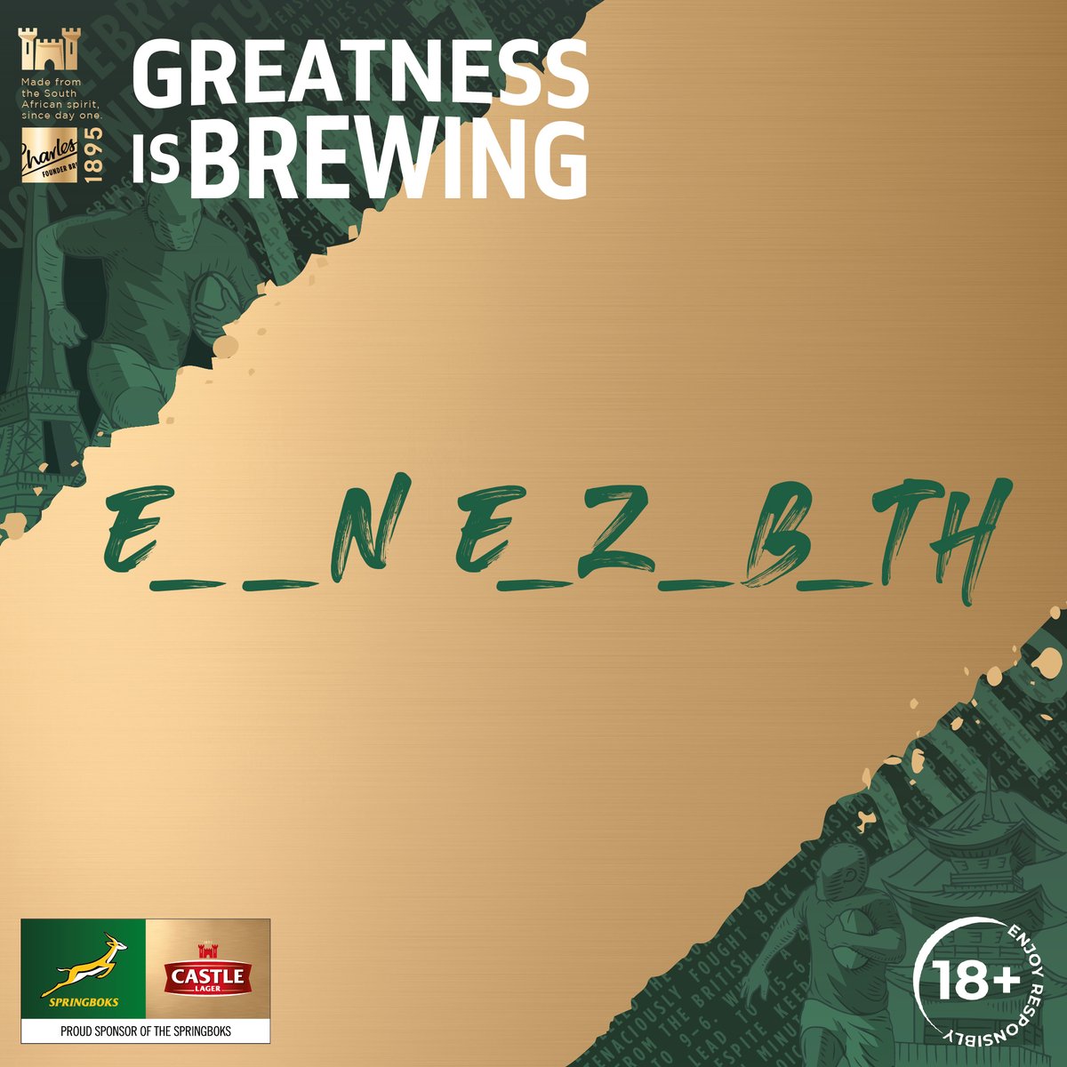 CastleLagerSA's tweet photo. Which current @Springboks 🇿🇦 has the most caps? 🏉 Quote with who it is using #GreatnessIsBrewing, and we could place Castles in your DMs. 😀 https://t.co/F9B7QwUoqa